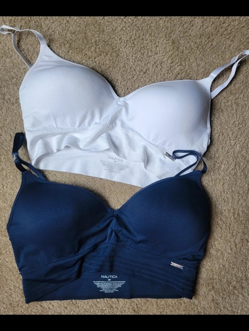 Nautica Light White & Deep Navy Wireless Bralette Duo